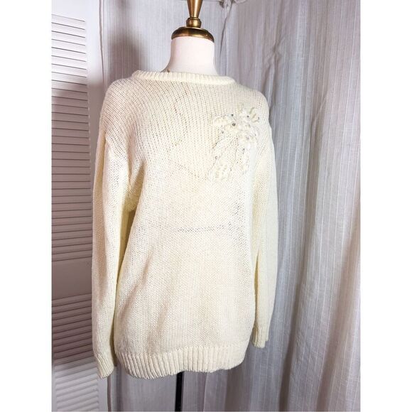 Mister Noah Plus | Women’s | Sweaters | Size 18W | Vintage Cream Embellished Gem - Picture 1 of 5